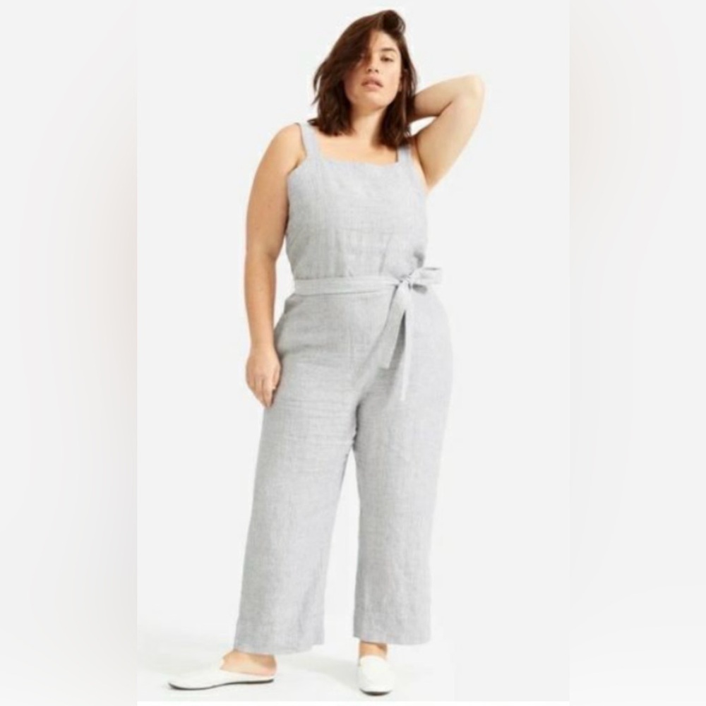 Everlane linen stripe jumpsuit